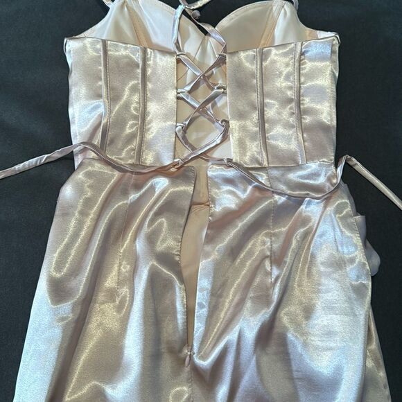 Women’s Full Length Prom Party Dress Criss Cross Straps Leg Slit Size 2 NEW - Picture 8 of 12